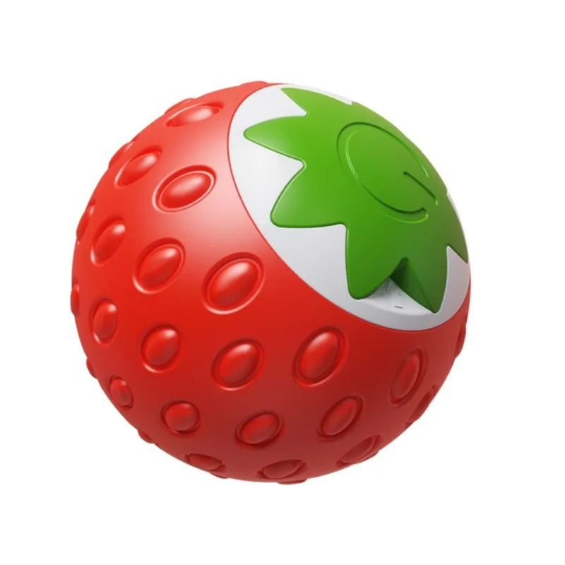 Pelota rodante de fresa para gato, juguete eléctrico para gato, resistente a golpes, pelota para saltar, 1 ud. - imagen 3