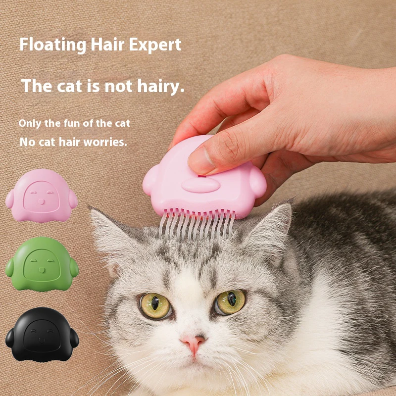 3 uds cepillo para gatos limpieza profunda masaje cepillo para gatos peine con botón de empuje portátil cepillo suave para mascotas pelo cómodo peine para el cuidado de gatos
