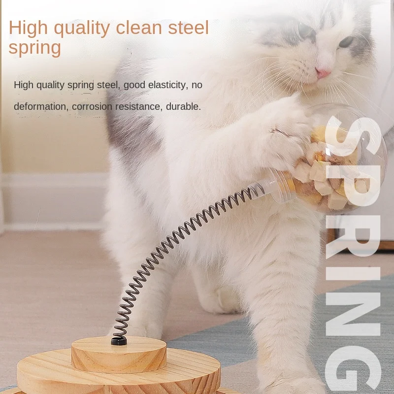 Alimentador de comida para gato y mascota, 2 en 1 bola de madera, Bola de vaso, Juguetes Divertidos, columpio, palo, juego interactivo para ejercicio - imagen 2