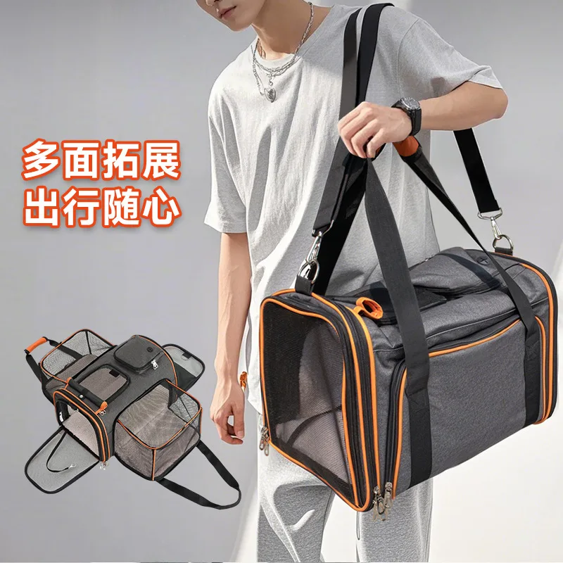 Nueva bolsa para gatos, mochila portátil para gatos, bolsas plegables para mascotas, bolsa cuadrada transpirable expandible para perros, productos para mascotas - imagen 3