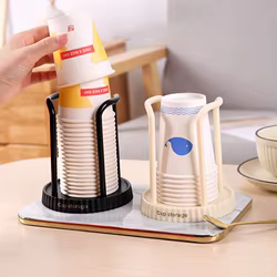 Dispensador de tazas desechable, portavasos multifuncional, estante de almacenamiento montado en la pared para el hogar, suministros organizadores de tazas de té y café