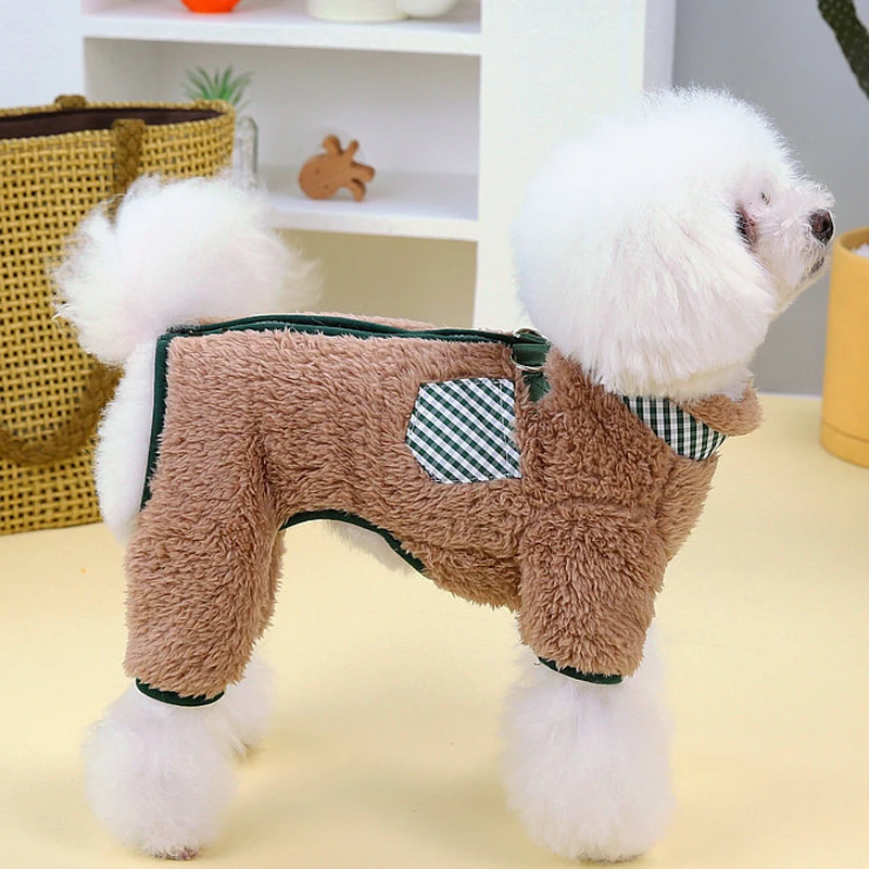 Ropa para perros, disfraz de invierno con cremallera, mono cálido de lana, monos para perros pequeños Shih Tzu, perro salchicha, caniche, cachorro, mono XS