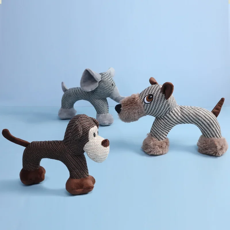 Divertido perro de dibujos animados con sonido de chirrido, juguete de peluche para perro, juguete de entrenamiento calmante con dientes Molar, juguetes para cachorros y gatos, suministros de entrenamiento interactivos - imagen 4