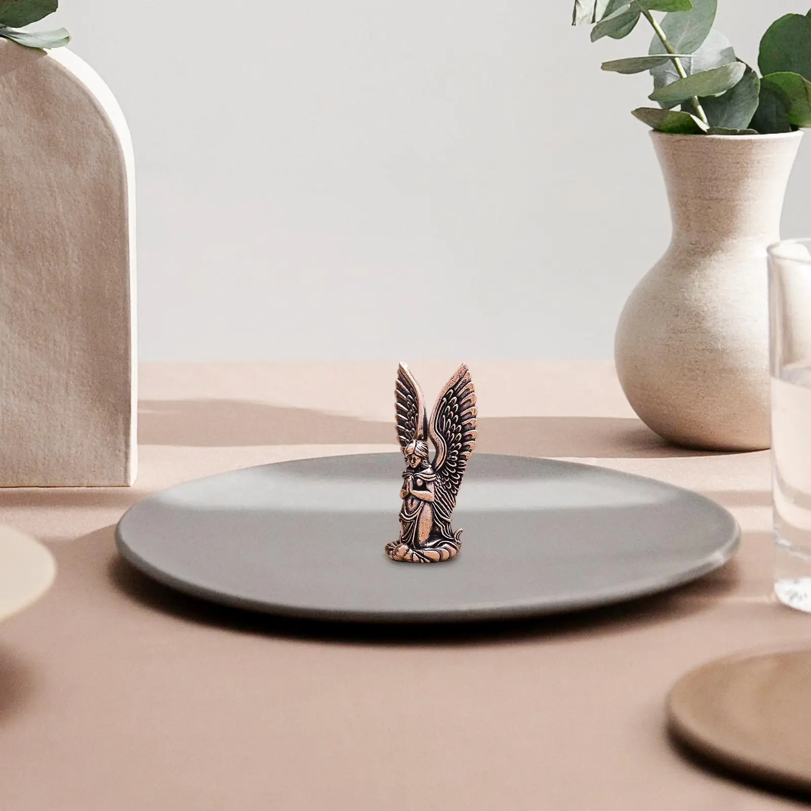 Estatuilla de Ángel rezando, estatua de ala de Ángel, recuerdos creativos decorativos, escultura de latón para mesa de centro, entrada y dormitorio - imagen 5