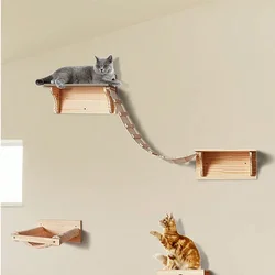 Árbol para gatos con escalones, estante pared y centro actividades
