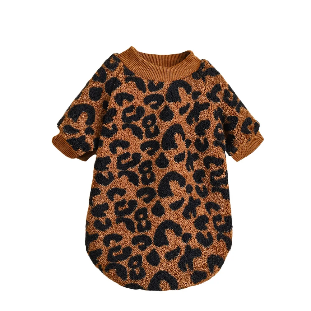 Mono para mascotas cálido, sudadera con capucha de manga de felpa para mascotas, jersey para cachorros, suéter para mascotas, suéter para invierno con estampado de leopardo, Bulldog Francés, cálido para invierno - imagen 5