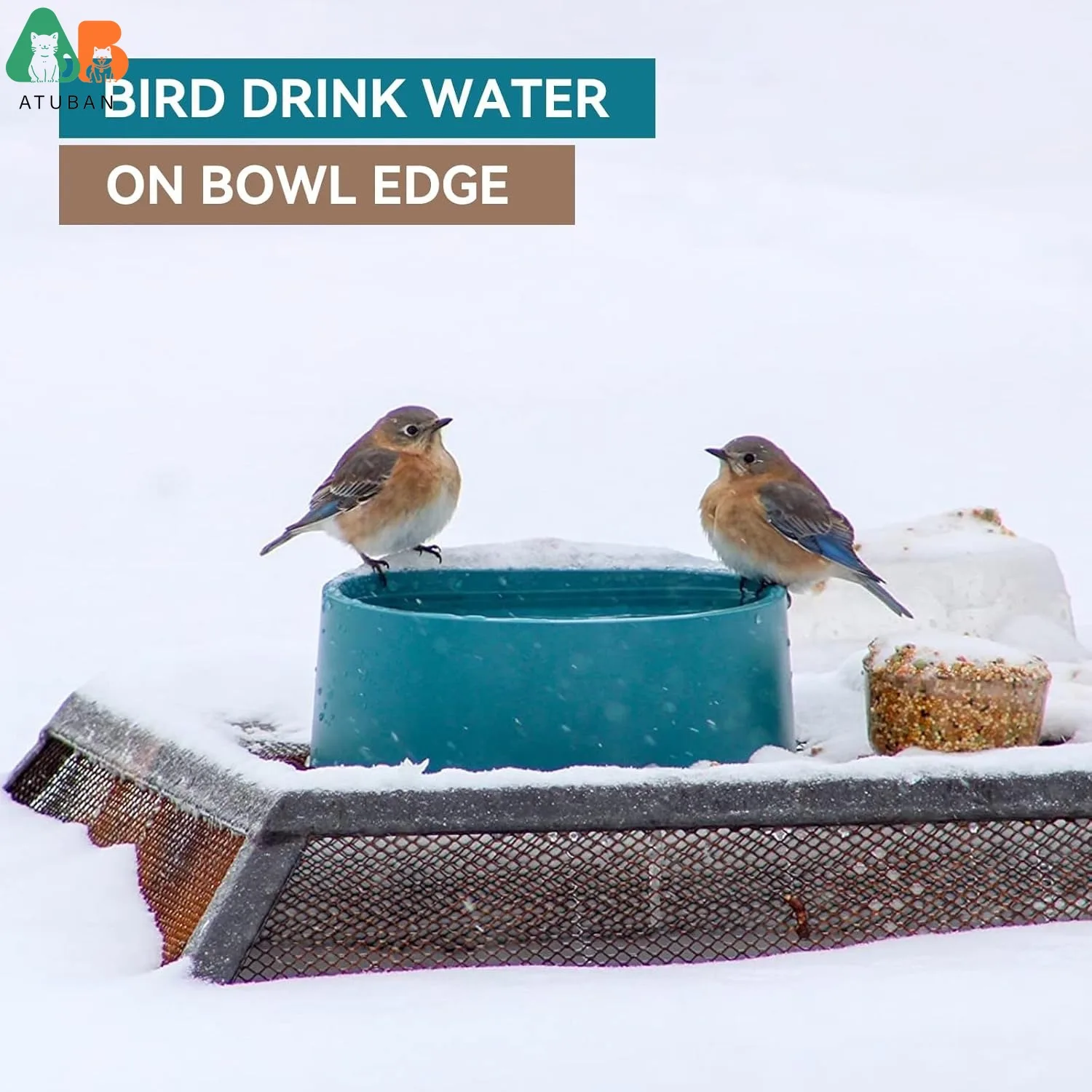 ATUBAN Cuenco de agua calefactable para perros y gatos, cuenco para perros con calefacción al aire libre que proporciona agua potable y comida en invierno, cuenco para mascotas con calefacción de 2,2 L - imagen 5