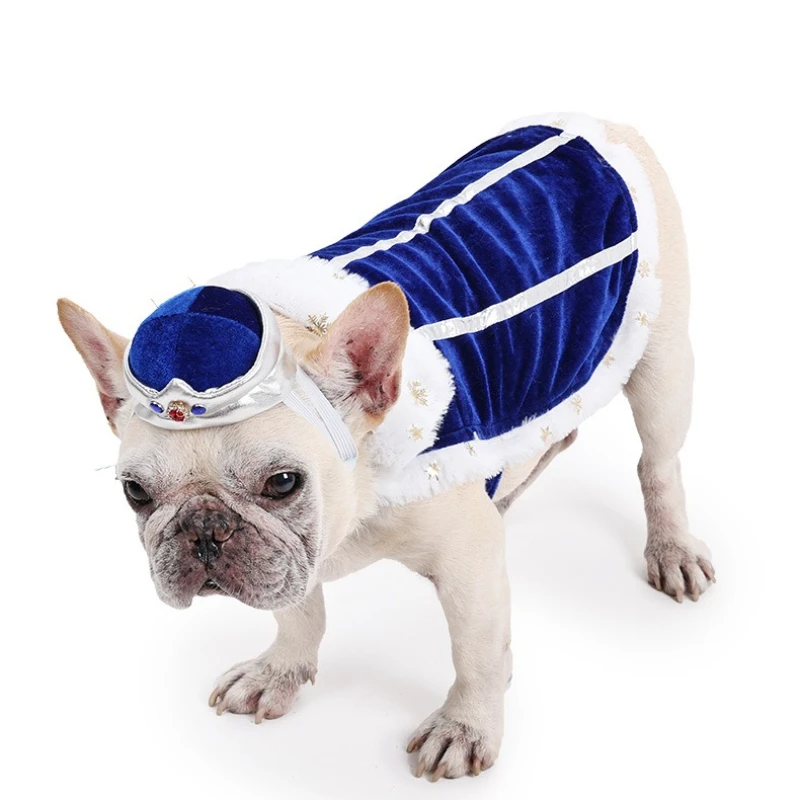 Ropa de Halloween para perros, capa roja para cachorros, ropa para perros grandes, rey y reina, accesorios navideños para perros, disfraz ajustable con foto - imagen 2