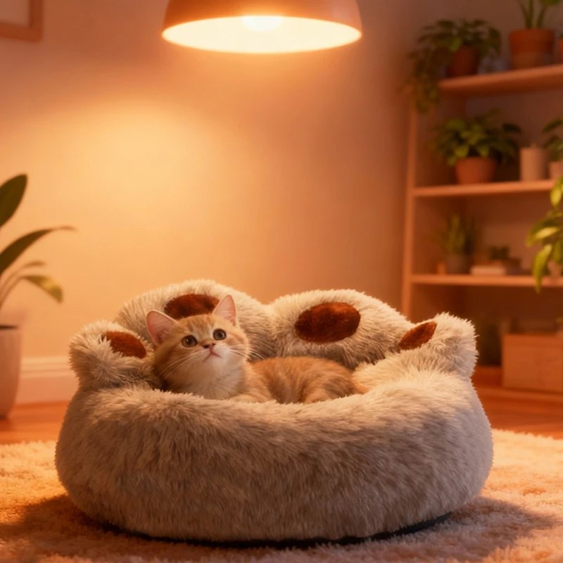 Detalle de la felpa suave de la cama tipo donut