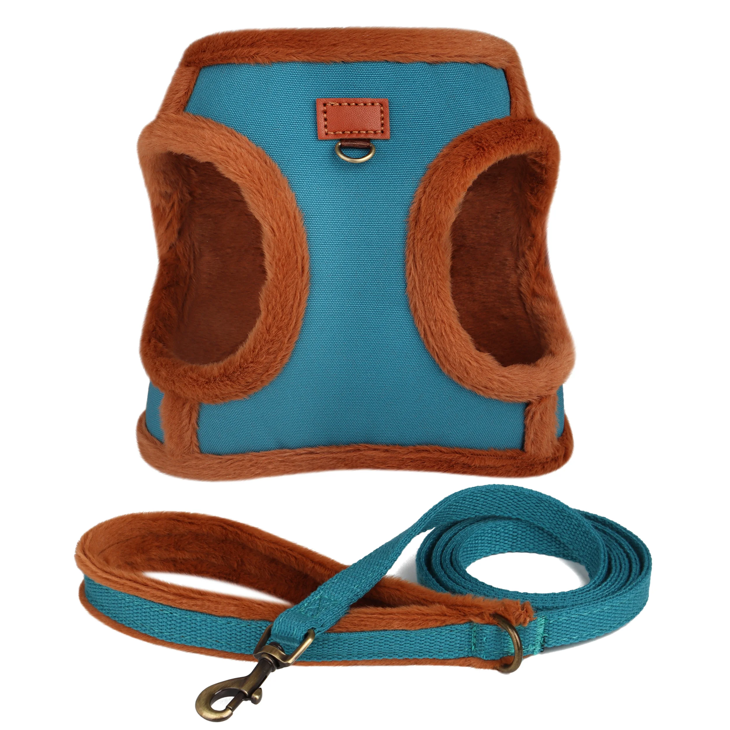 Arnés de perro cálido de 3 capas, conjunto de correas, arneses para perros acolchados suaves, chaleco para caminar para cachorros de invierno, chaleco para perros pequeños y medianos, Pug - imagen 2