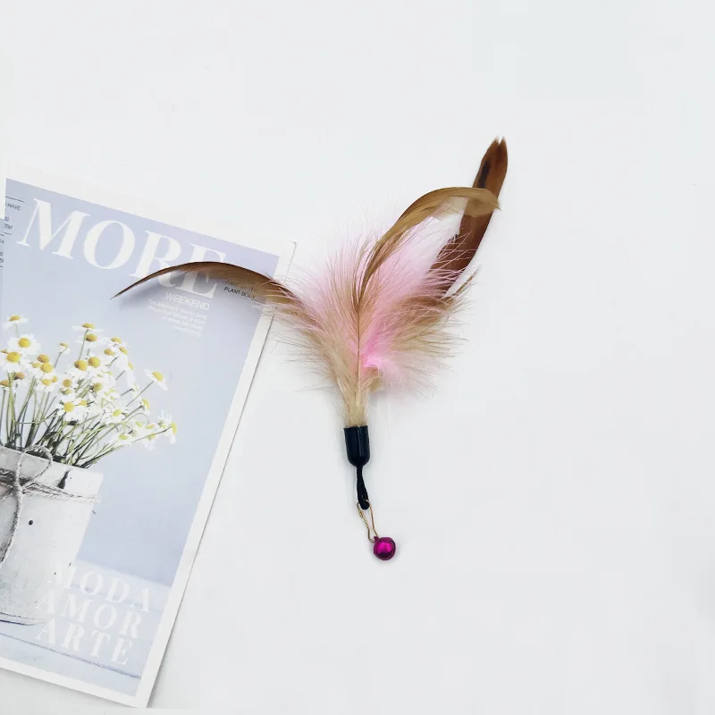 3/5/10 Uds. Palo de peluche para mascotas, campana de plumas, cabezal de repuesto, juguete de peluche para mascotas, juguete interactivo para aliviar el gato, juguetes para gatos - imagen 4