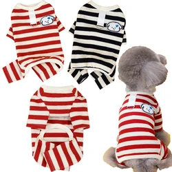 Mono pijama a rayas rojo y negro para perro Chihuahua XL