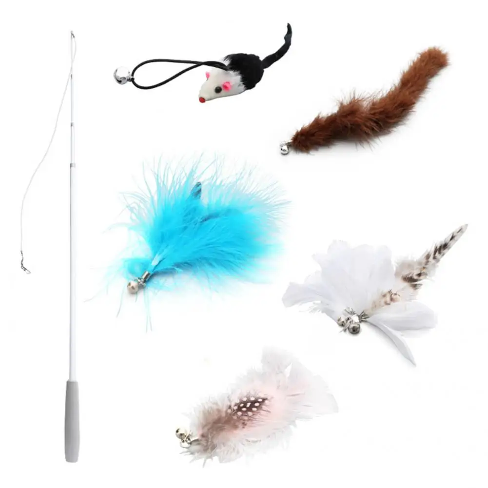 Juego de juguetes interactivos para gatos, juguete de pesca para mascotas, palo de pesca para gatitos, 1 Juego - imagen 2
