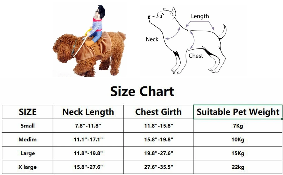 ATUBAN Disfraz de vaquero para perros, traje de estilo caballero con muñeca y sombrero, disfraz para mascotas para el día de Halloween, montar a caballo - imagen 2