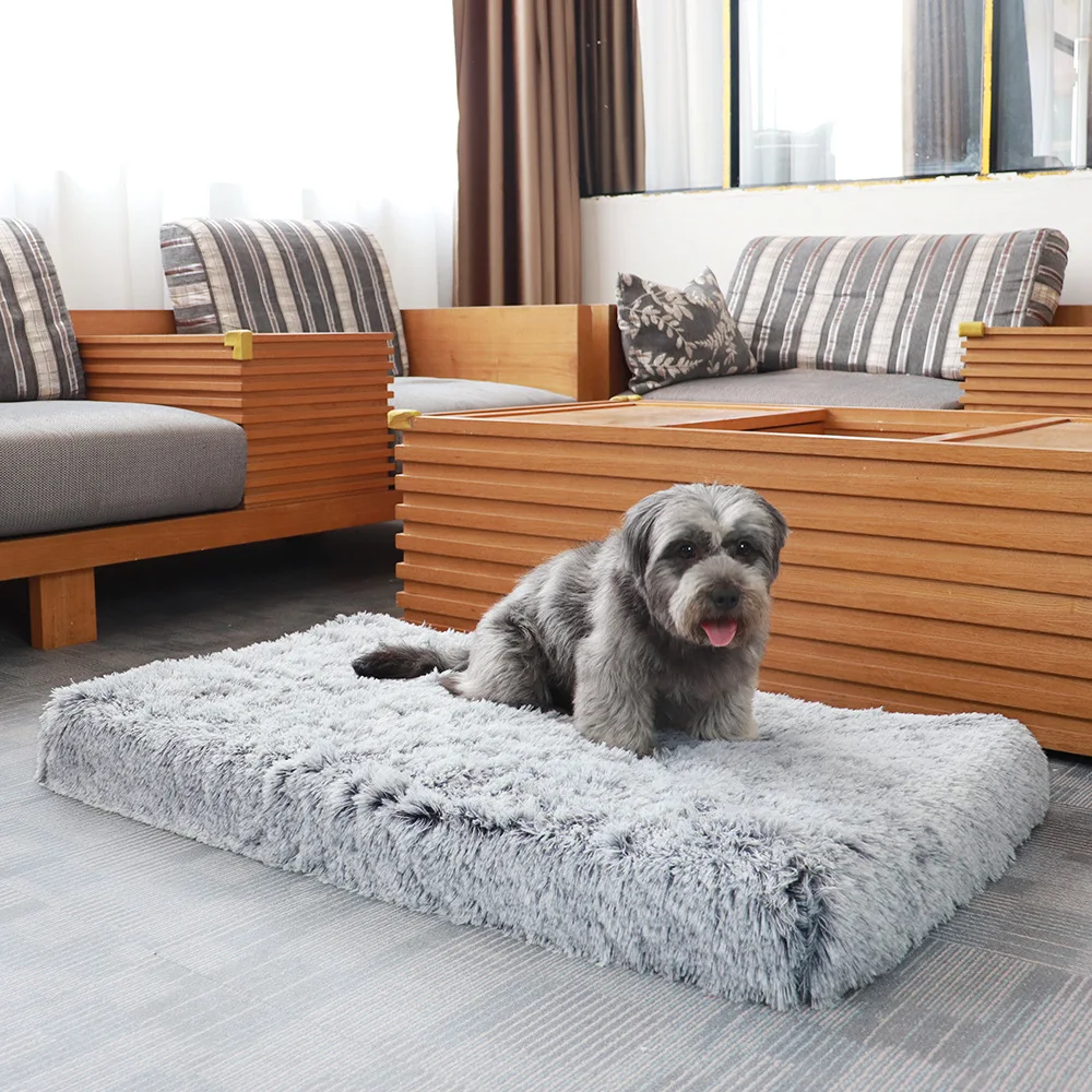 OUZEY-cama cuadrada de felpa para perros, cojín suave y cálido para perros pequeños, medianos y grandes, cómoda casa para dormir para perros y gatos, otoño e invierno - imagen 2