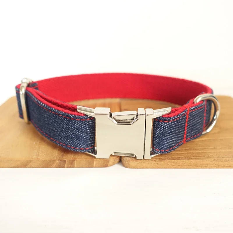 Collar de perro personalizado, collares para mascotas personalizados, grabado gratis, placa de identificación, etiqueta, accesorio para mascotas, Collar para cachorro Multi Jean, correa - imagen 3