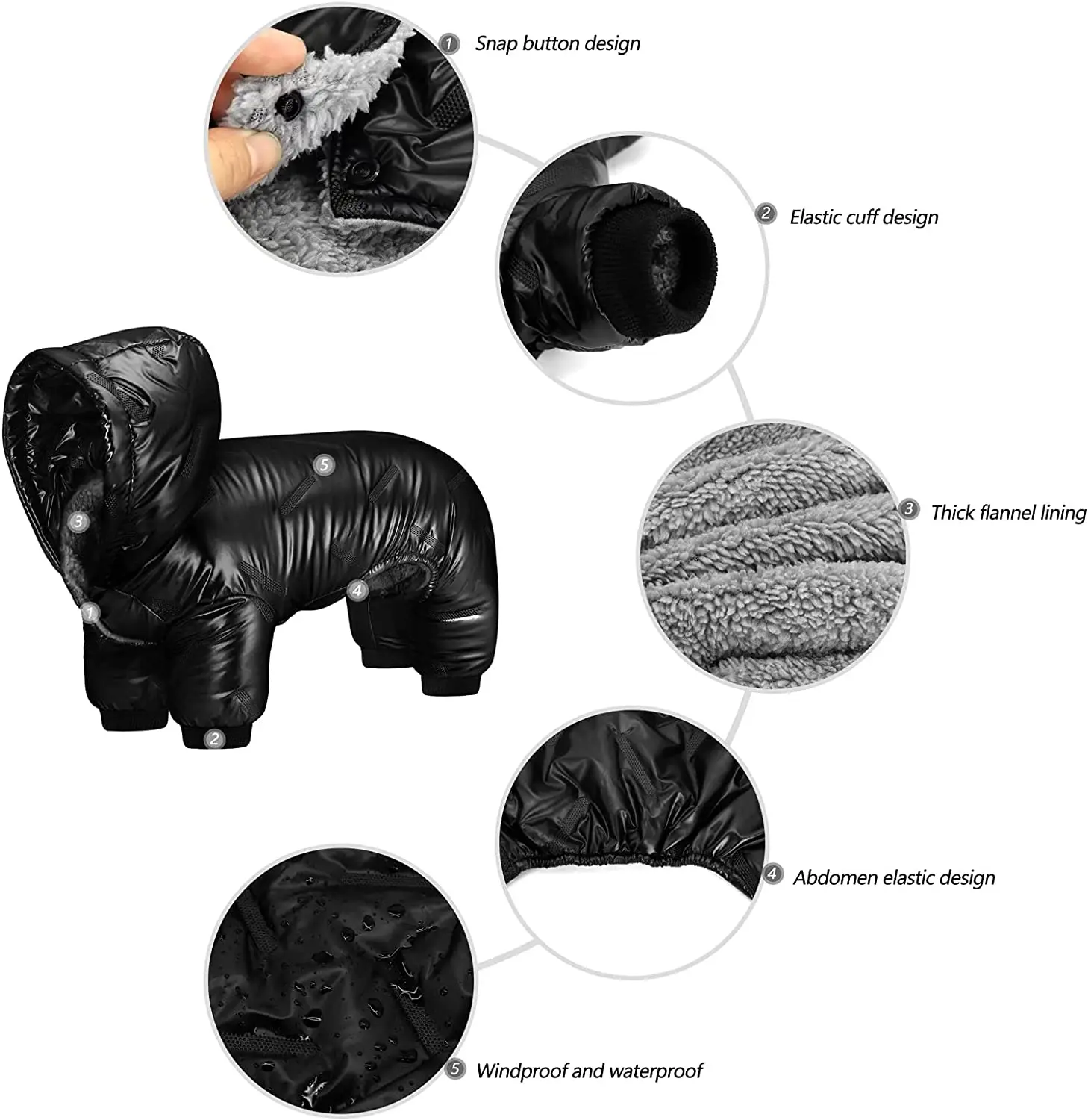 Ropa de invierno para perros pequeños, chaqueta con capucha, abrigo impermeable, grueso, cálido, Sherpa, York, Chihuahua - imagen 5