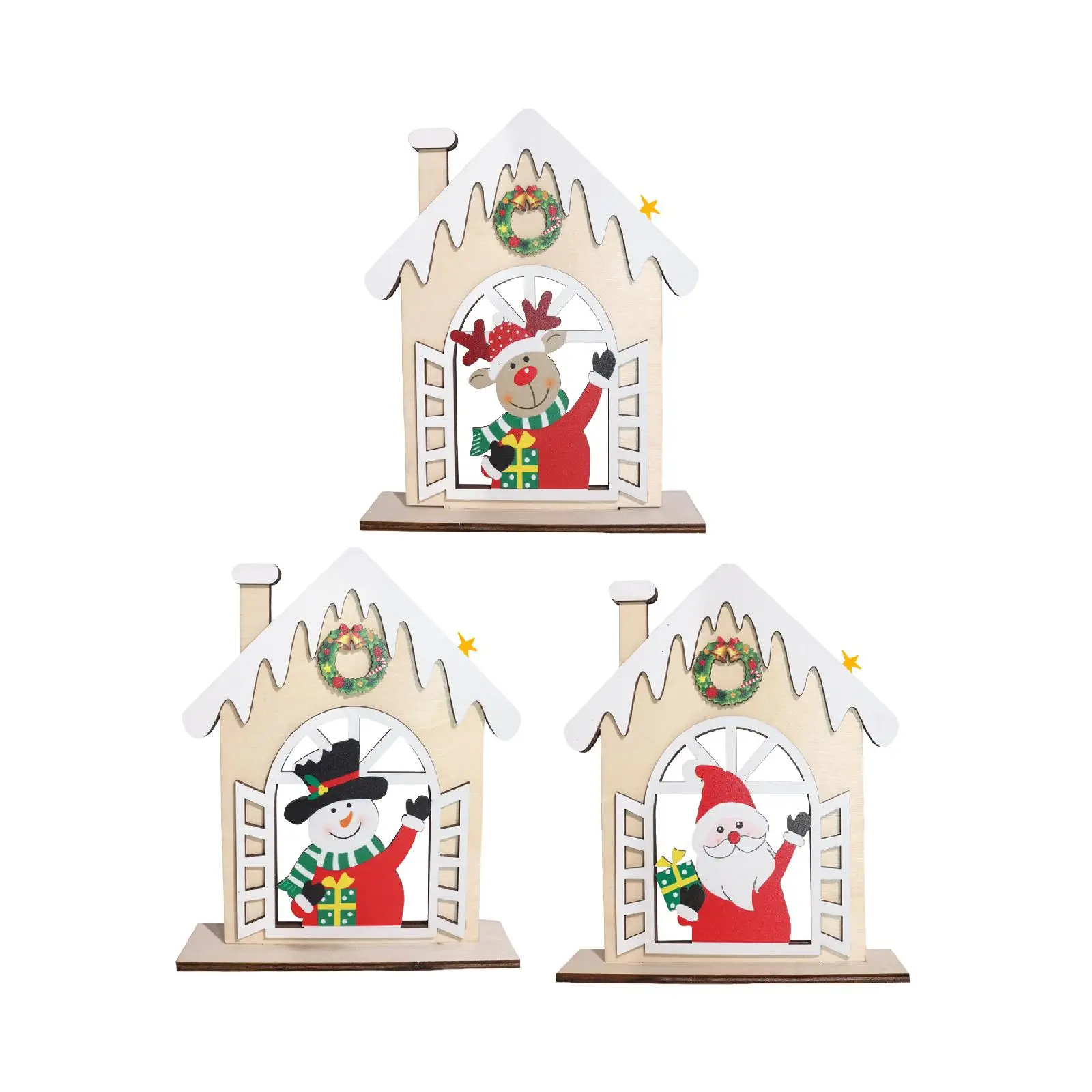 Decoración de mesa navideña, adorno de madera, placa coleccionable de mesa navideña para estantes, ventana, granja, comedor - imagen 3