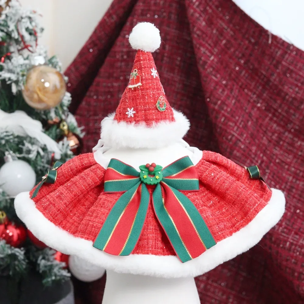 Conjunto de sombrero de Collar de Navidad para mascotas, babero para perros, accesorios para gatos, accesorios para perros pequeños - imagen 3
