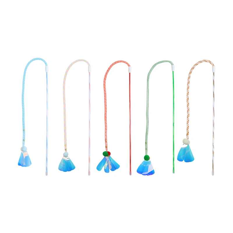 Manguera de colores para gatos, palo de burlas con campana integrada, lentejuelas láser externas, juego interactivo, suministros para mascotas - imagen 5