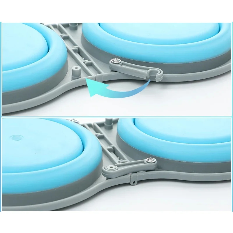 Cuenco plegable multicolor de TPR ABS para mascotas, cuenco doble para exteriores, utensilios de comida, suministros para mascotas, cuenco portátil para perros y montañismo - imagen 3