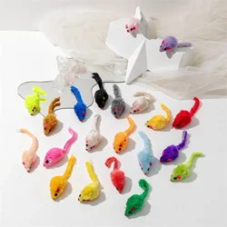 Juguete Ratón de Piel Sintética con Plumas Multicolor para Gatos