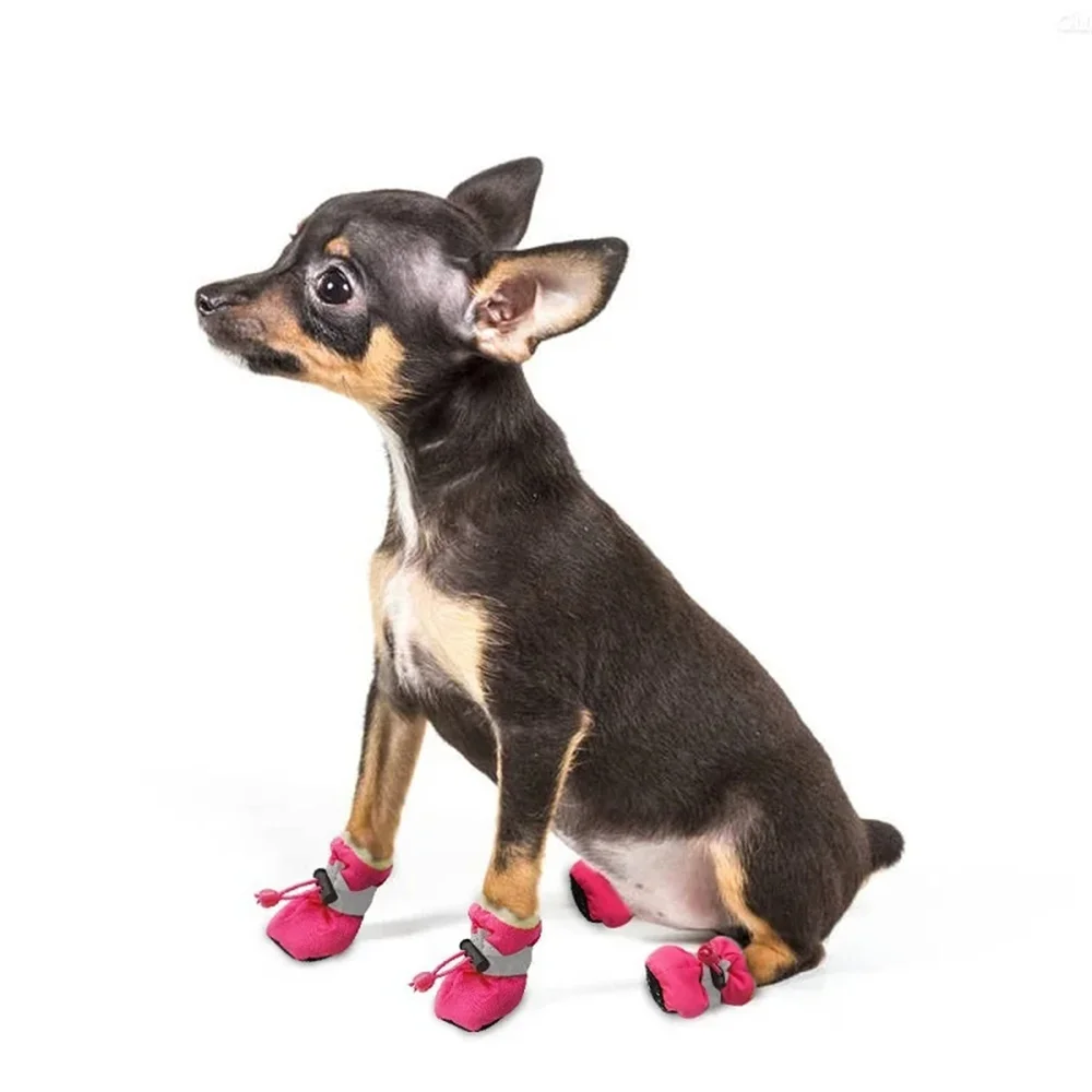 4 unids/set zapatos impermeables para perros, Botas de lluvia antideslizantes para perros pequeños, cubierta para pies, calzado, botines para cachorros, accesorios para patas de mascotas - imagen 4