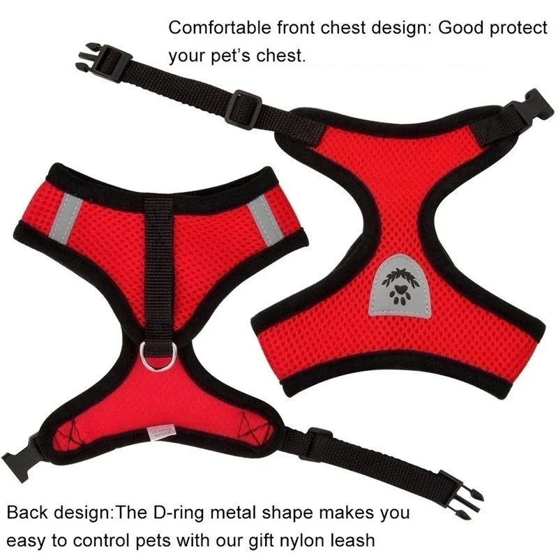 Arnés ajustable para gato, juego de cuerda de tracción para caminar, Collar de perro, malla transpirable para gato pequeño y mediano, plomo para mascotas - imagen 4