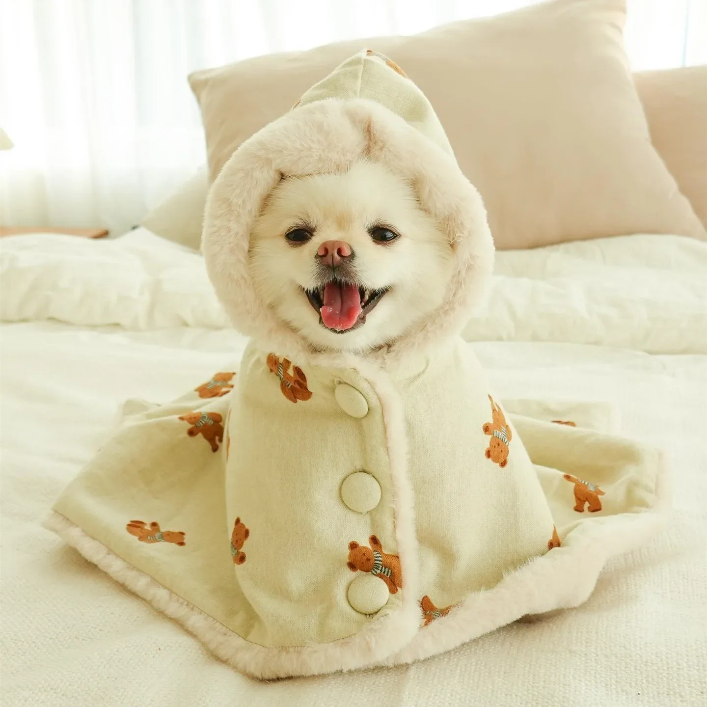 Nueva bufanda de invierno INS, manta de conejo blanco de oso, manta cálida para perro mascota, manta, abrigo para dormir, Sudadera con capucha, regalos de Año Nuevo - imagen 2