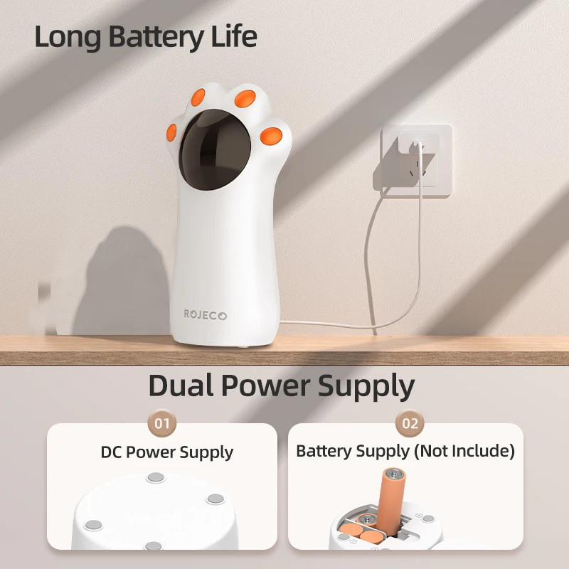 ROJECO, juguetes láser automáticos para gatos, mascotas interactivas inteligentes, juguete láser LED para interiores, accesorios de juguete de mano para gatos para perros y gatitos - imagen 4
