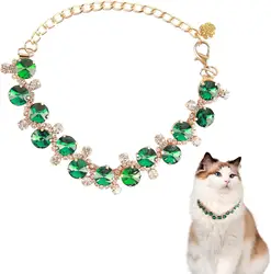 Collar de lujo con gemas y pata para gatos, perros mini – ajustable