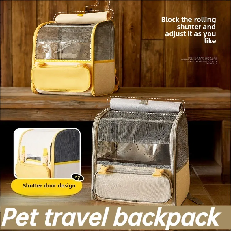 Mochila de viaje transpirable para mascotas, bolso de hombro portátil de gran capacidad, plegable, productos para mascotas, accesorios, bolsa de transporte para exteriores