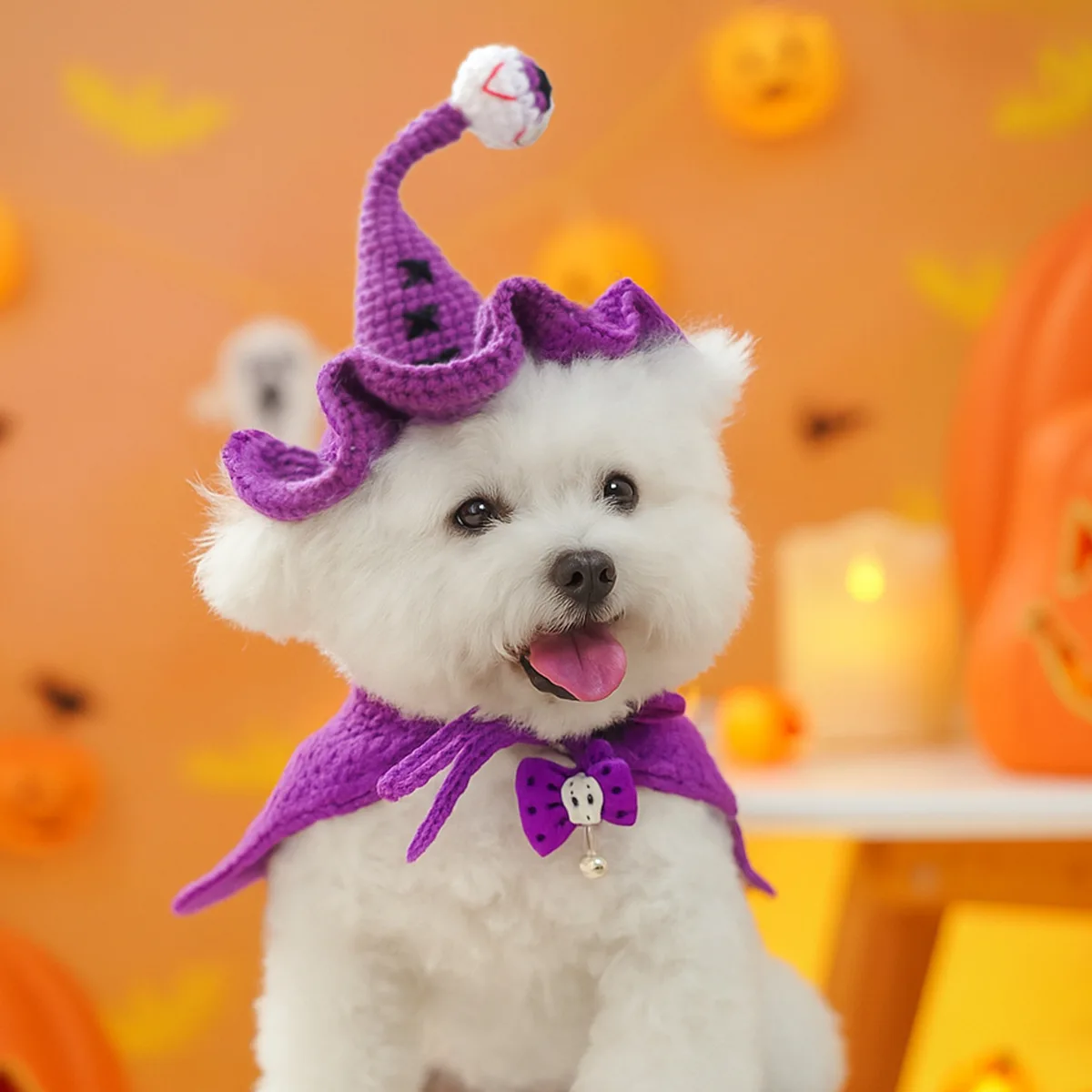 Gorro tejido para mascotas, accesorio bonito para perros pequeños, gorro de lana para Halloween, accesorios para perros pequeños, accesorios para cachorros - imagen 2