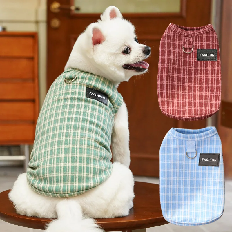 Chaleco de terciopelo a cuadros para otoño/invierno, ropa para gatos, camisa Base para mascotas, abrigo bonito, ropa para cachorros, ropa de Navidad para perros - imagen 4