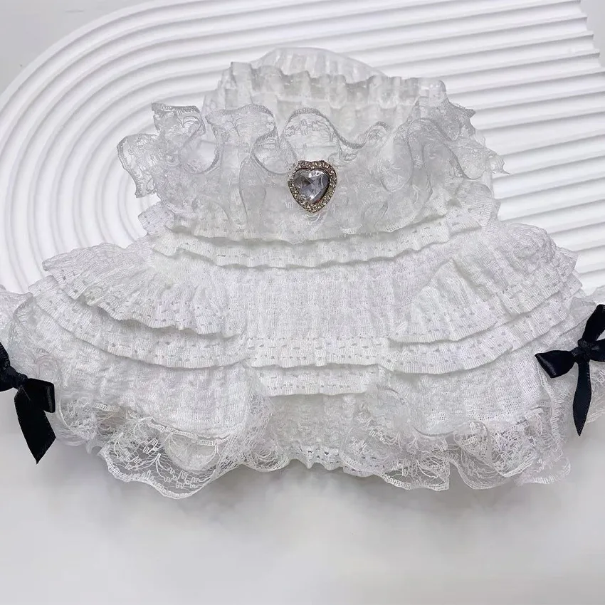 Camisa con parte inferior de encaje y cuello alto para mascotas, ropa para gatos, ropa de manga corta para perros y mascotas, ropa de princesa para cachorros - imagen 4