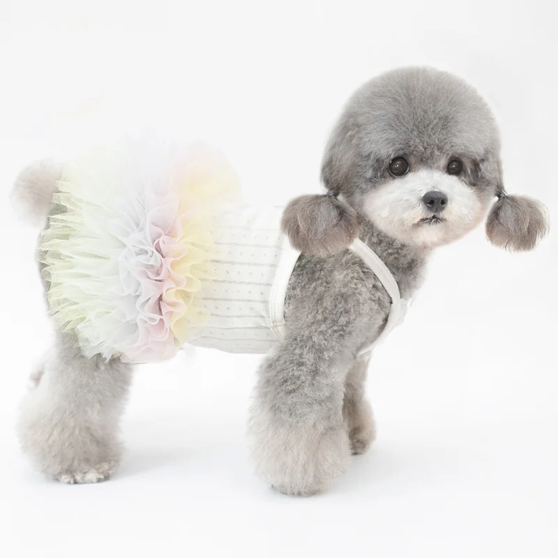 Lindo vestido de encaje para perro, vestido Kawaii para fiesta de perros pequeños, vestido de boda de cumpleaños, disfraz de cachorro para peluche de Pomerania Yorkshire - imagen 5