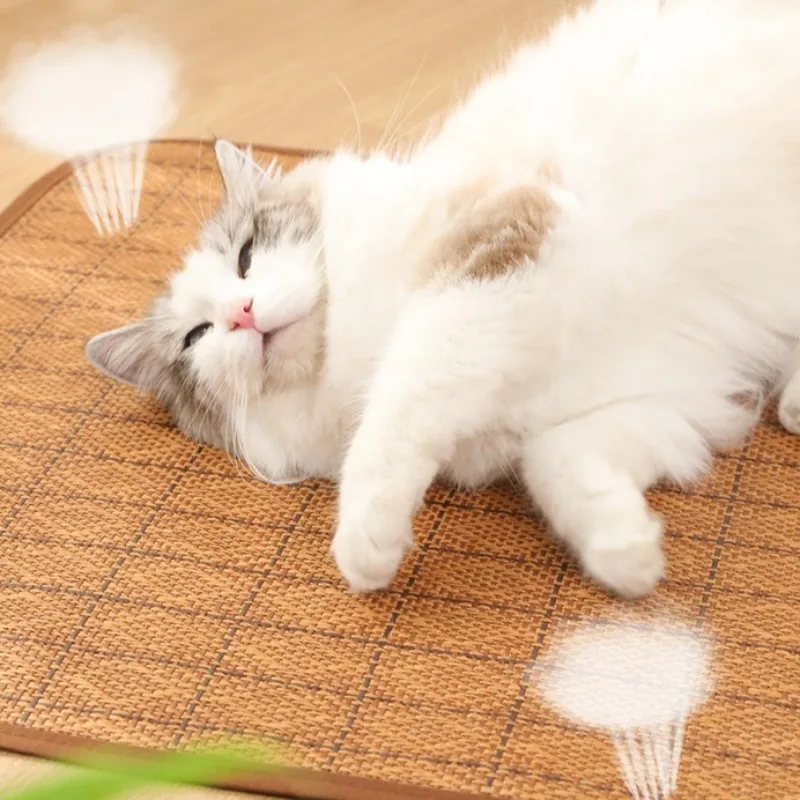 Esteras refrescantes tejidas de mimbre para mascotas, estera para dormir de verano para gatos, almohadilla de cama transpirable para cachorros y gatitos, suministros de disipación de calor para perros - imagen 5