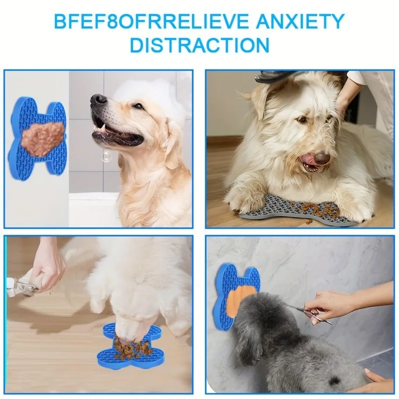 Estera para lamer mascotas con forma de hueso, alimentador lento de silicona para perros y gatos, almohadilla para lamer antiastres para mantequilla de maní y alimentos - imagen 4