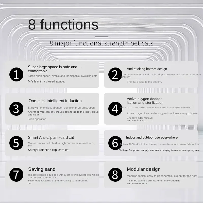 Automatic Intelligent Cat Litter Box, Deodorization, Semi Enclosed, Large Electric Poop Shovel, Toilet, Sterilization - imagen 4