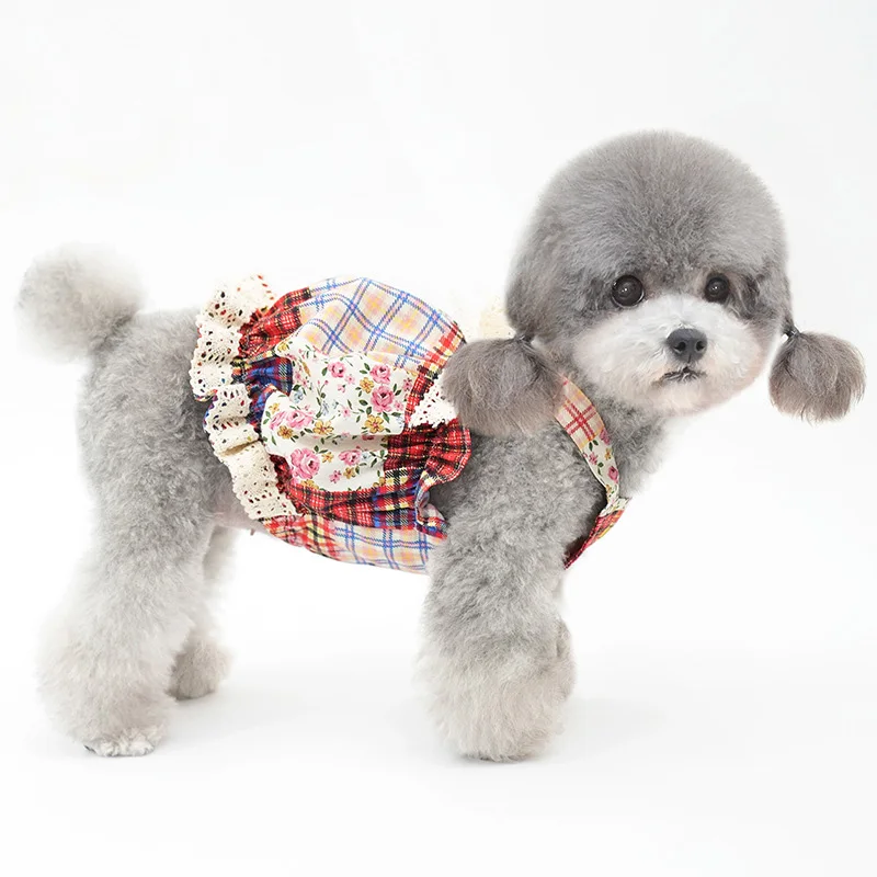 Vestido de lujo con farol para perro y niña, camisa para fiesta de boda, falda bonita para cachorro, ropa para perros de primavera y verano para perros pequeños, peluche - imagen 5
