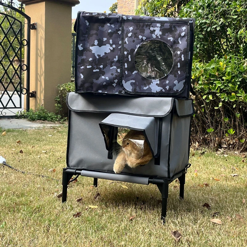 Casa para gatos al aire libre, camas cálidas y calentadas para gatos, a prueba de viento, a prueba de lluvia, casas para gatos, cachorros, gatitos, cama para mascotas para perros pequeños de invierno - imagen 4