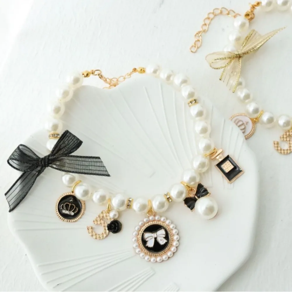 Collar para gatos y perros - elegante con campana de perlas - imagen 4