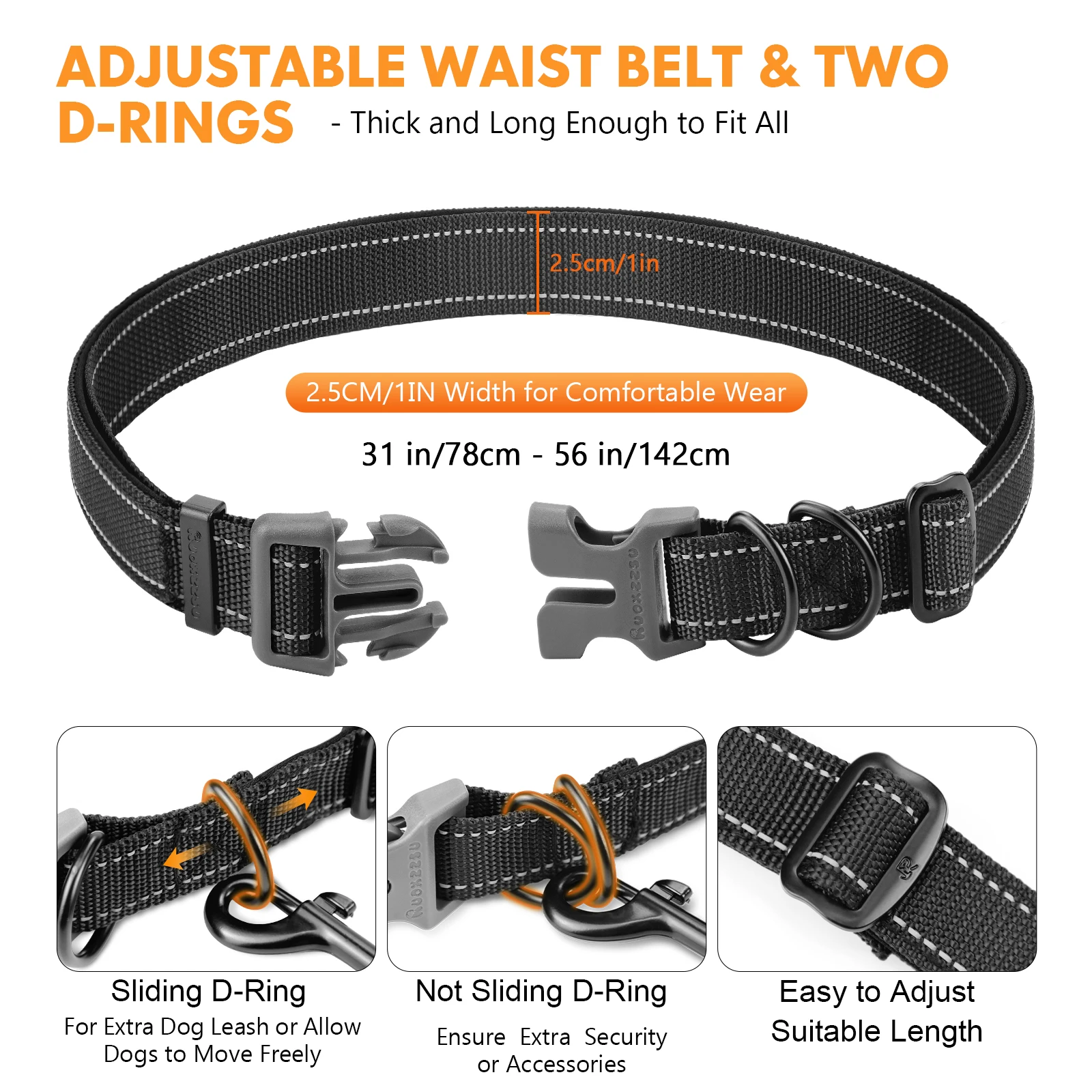 Correa para perro manos libres con bolsa con cremallera, asas dobles acolchadas y cuerda elástica duradera para caminar, trotar y correr a su perro - imagen 3