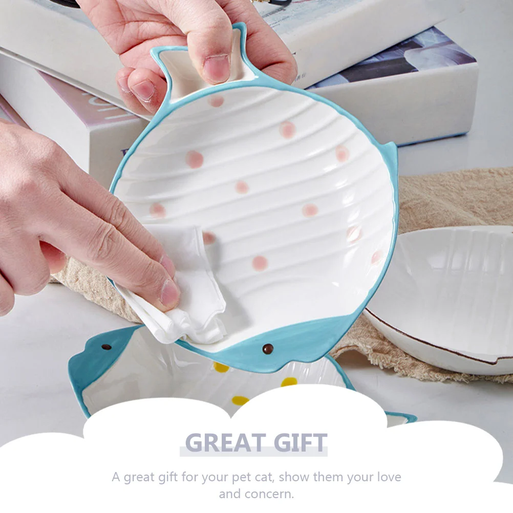 Cuenco multifunción con forma de pez para mascota, cuenco de cerámica para perros y gatos, plato para cachorros, vajilla lavable, accesorios para mascotas - imagen 2