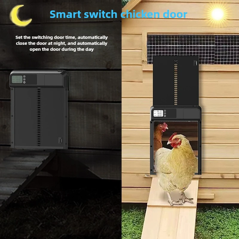 Puerta de inducción para mascotas IPX3, resistente al agua, aleación de aluminio, elevación Regular de la pantalla de visualización, puerta automática para gallinero y nido de pollo