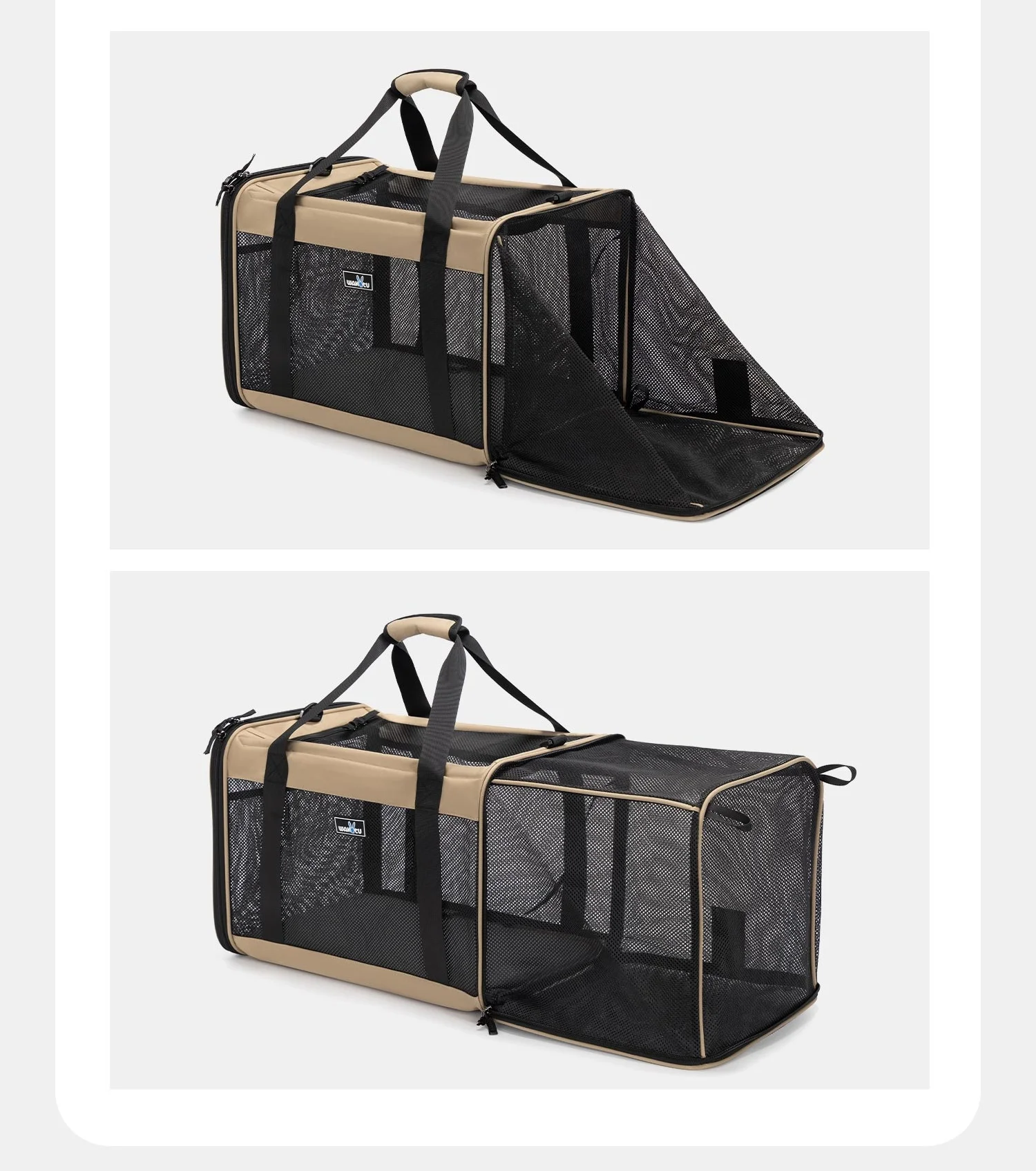 Bolsa transportadora para mascotas expandible, portátil, plegable, para exteriores, bolsa para gatos, bolsa para coche para mascotas, bolsa para mascotas aprobada por aerolínea, transportador para perros de cara suave - imagen 3