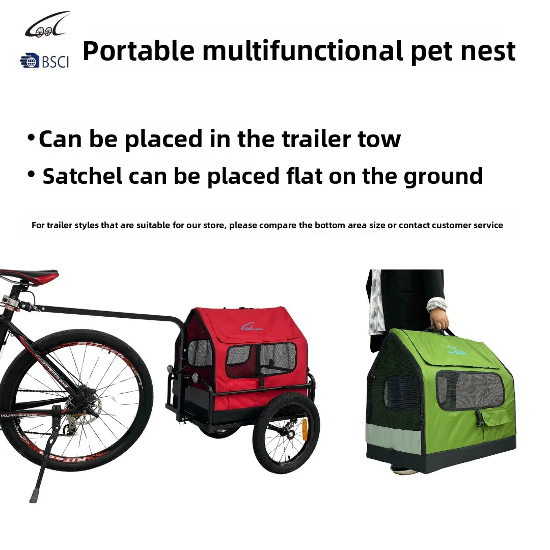 Bolsa plegable portátil para gatos, perrera para salir de mascotas, bolso transpirable de gran capacidad, se puede combinar con remolque, bolsa de viaje para mascotas - imagen 3