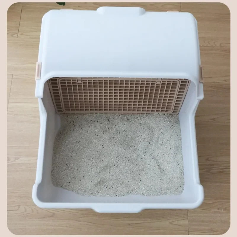 Caja de arena semiautomática antisalpicaduras, suministros de inodoro semicerrado de gran tamaño para gatos, accesorios, caja de arena para gatos, higiénica y conveniente - imagen 4
