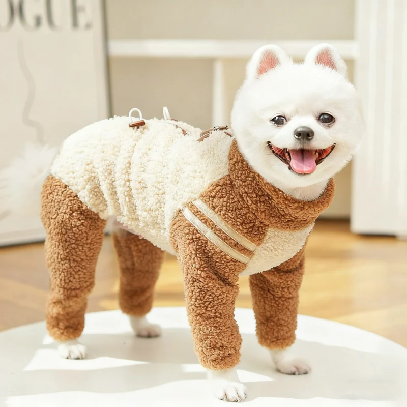 Mono de lana para perros, ropa de invierno para perros, abrigo cálido para mascotas, monos para perros, gatos, Chihuahua, ropa para salchicha, chaqueta para cachorros de cuatro patas - imagen 4