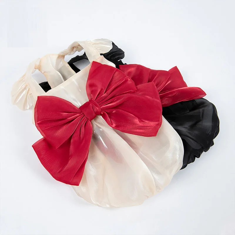 Ropa de primavera y verano para perros y niñas, vestido de princesa para gatos, falda con lazo para perros pequeños y medianos, ropa para perros Pugby Bear Schnauzer - imagen 4